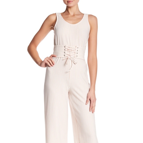 Mustard Seed Pants & Jumpsuits Mustard Seed Strip Jumpsuit Blush